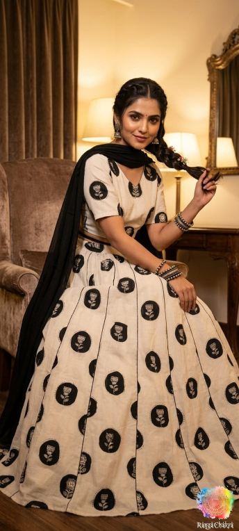 Royal Ivory Cotton Lehenga set