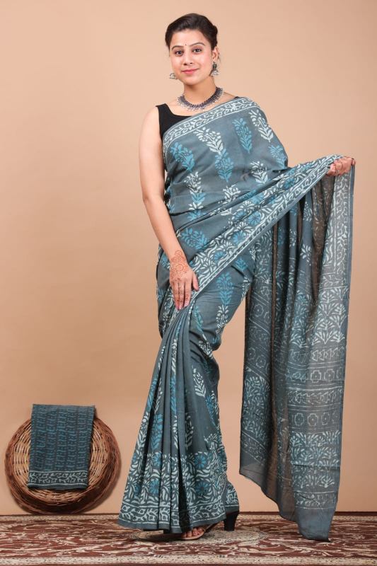 Floral Mul Mul cotton saree