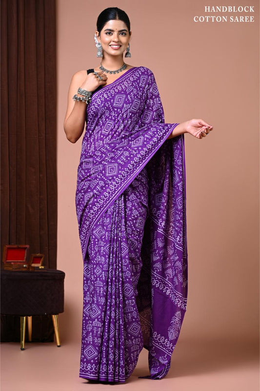 Warli Painting mul mul cotton saree