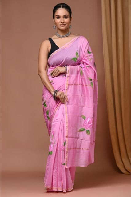 Handpainted Chanderi Silk saree