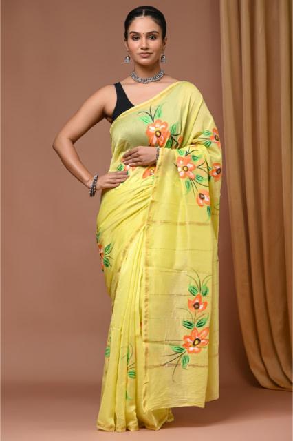 Handpainted Chanderi Silk saree