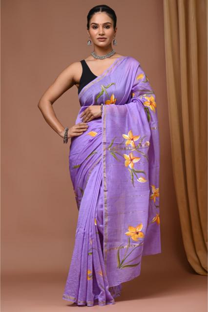 Handpainted Chanderi Silk saree