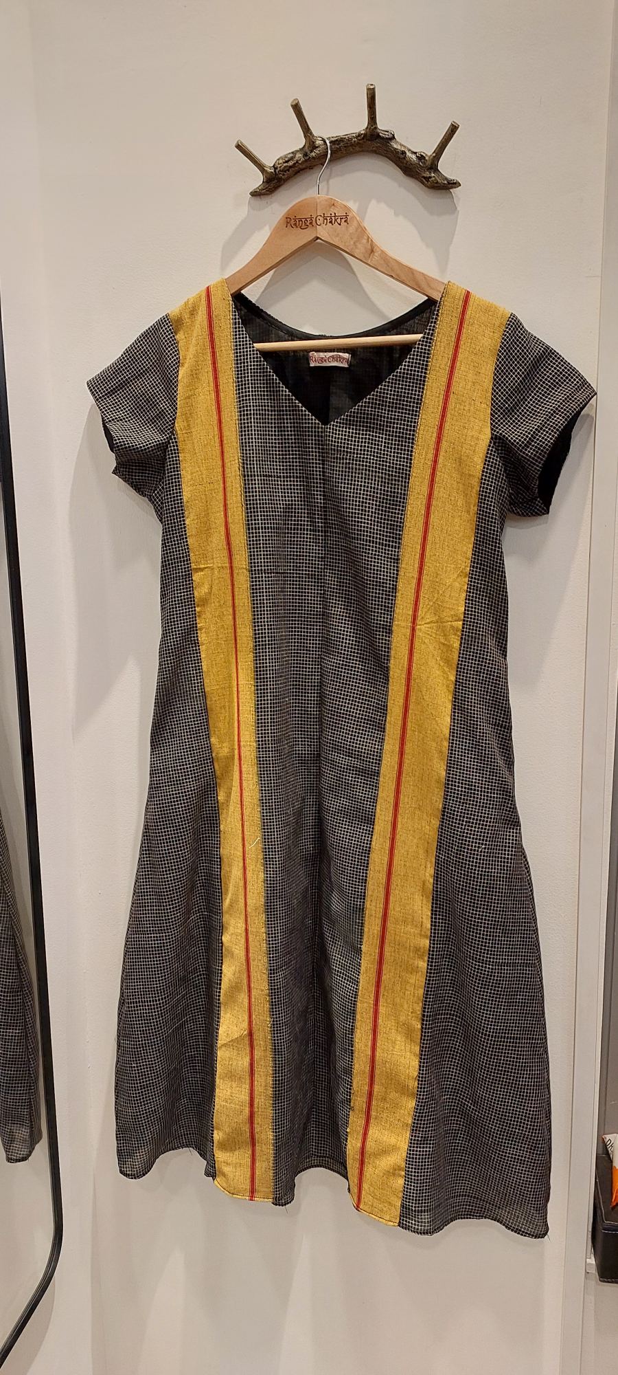 Neutral Mini checkered Dress