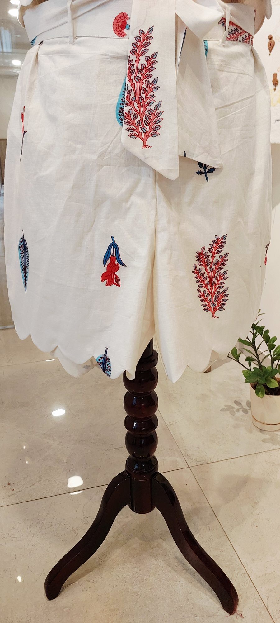 White Floral Shorts co-ord set for women