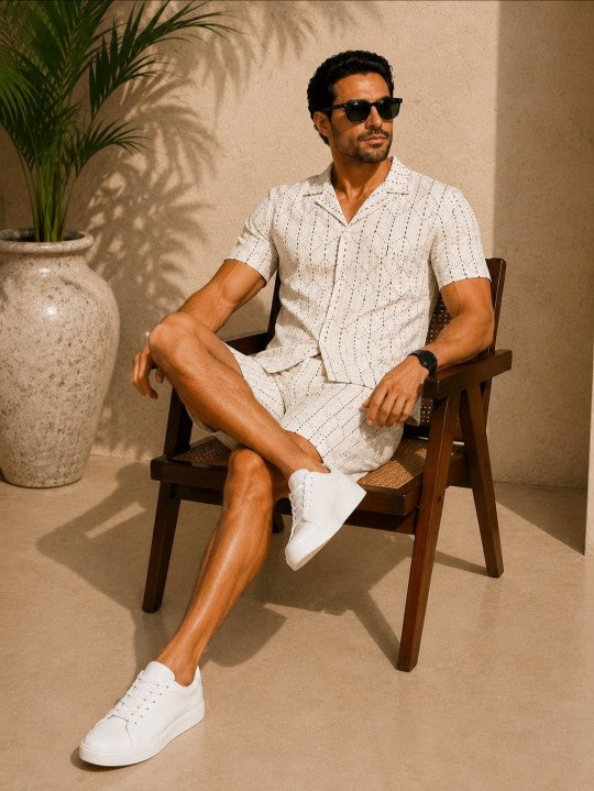 Dot and Lines Men’s Cotton Co-ord Set