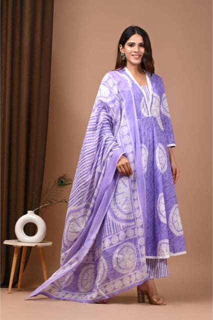 Pastel Cotton Anarkali suits floral printed
