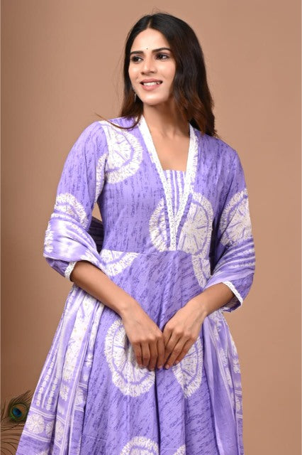 Pastel Cotton Anarkali suits floral printed
