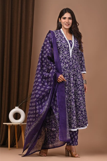 Jamun Mul Cotton Anarkali Suits