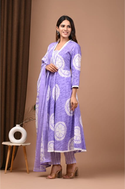 Pastel Cotton Anarkali suits floral printed