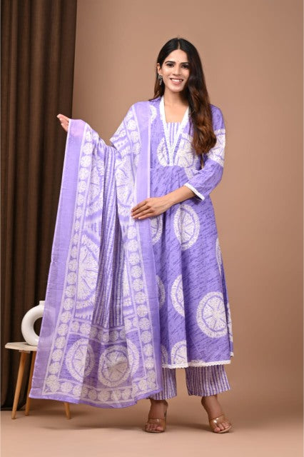 Pastel Cotton Anarkali suits floral printed
