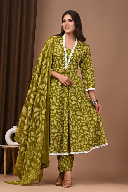 Floral Cotton Anarkali Suit