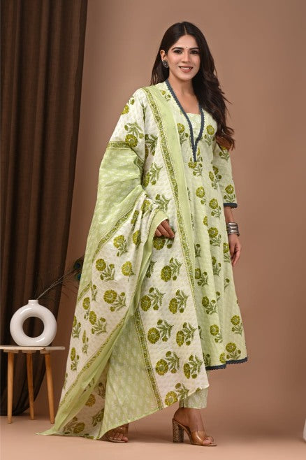 Pastel Mul Cotton Anarkali Suits