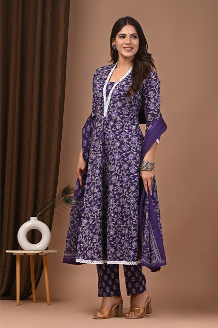 Jamun Mul Cotton Anarkali Suits