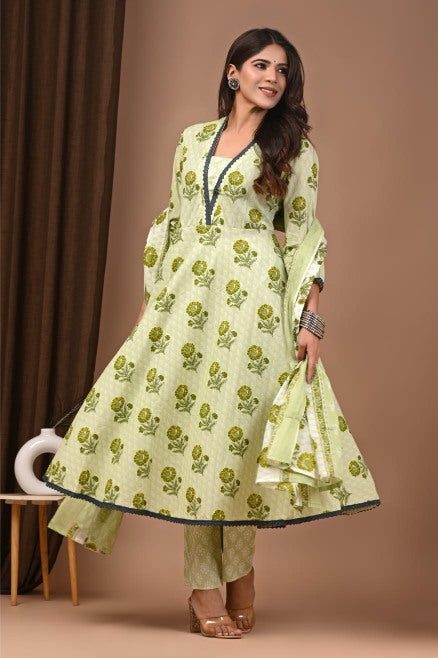 Pastel Mul Cotton Anarkali Suits