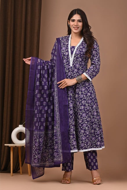 Jamun Mul Cotton Anarkali Suits