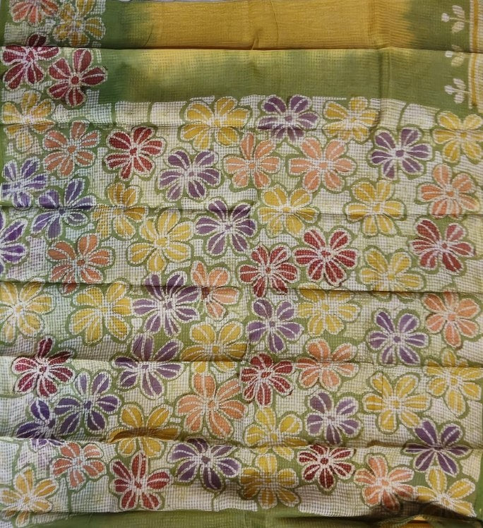 Leafy Batik Resham kota Check Saree