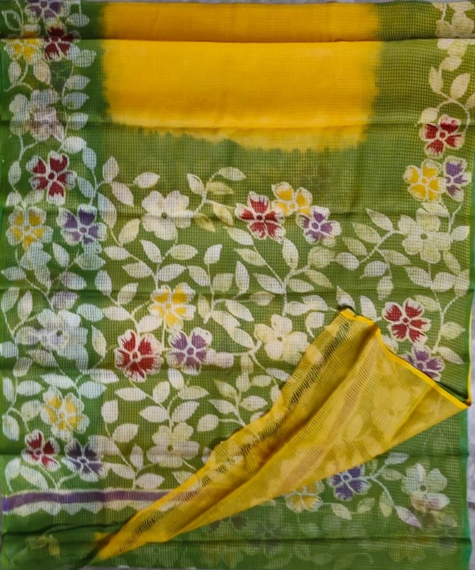 Leafy Batik Resham kota Check Saree