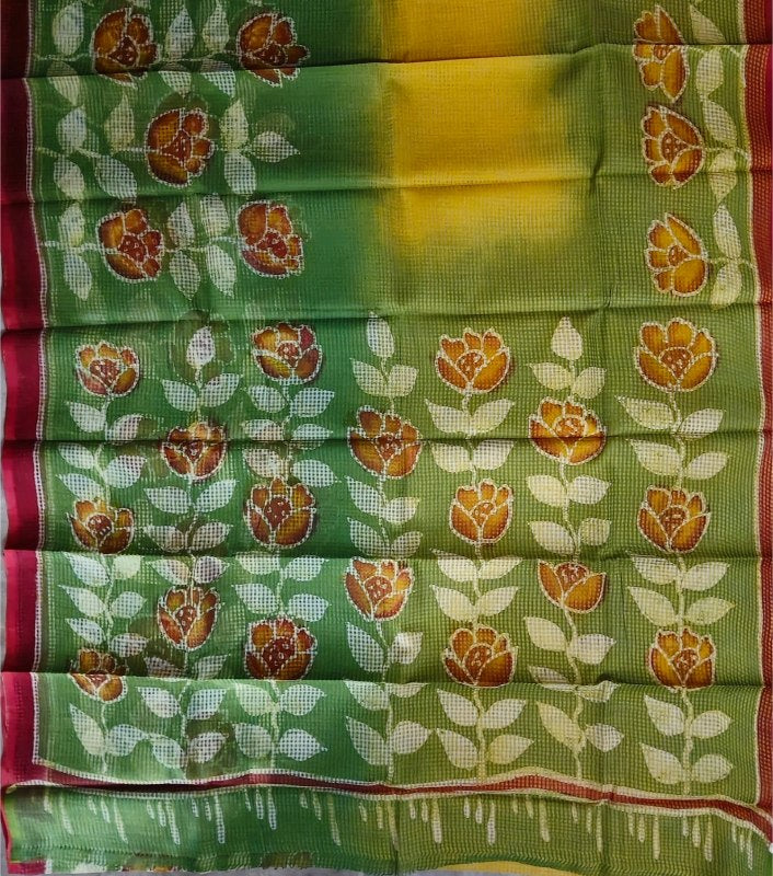 Leafy Batik Resham kota Check Saree