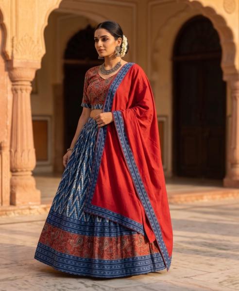 Chevron Mul Cotton Lehenga Set