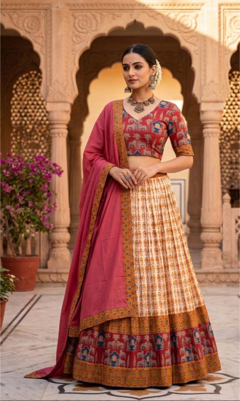 Mul Cotton matte Shade Comfort Fit Lehenga Set