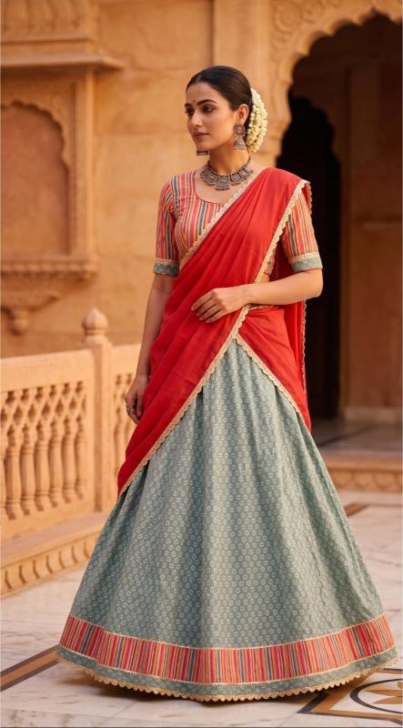 Navratri Mul Cotton Pastel Comfort Fit Lehenga Set