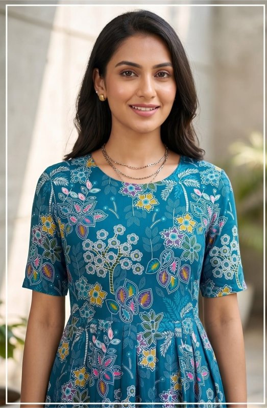 Teal Botanical Dress