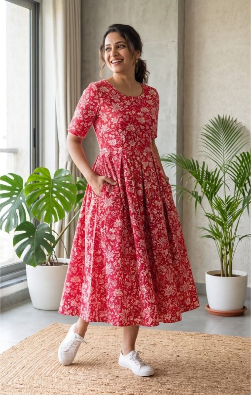 Fuchsia Cotton Dress