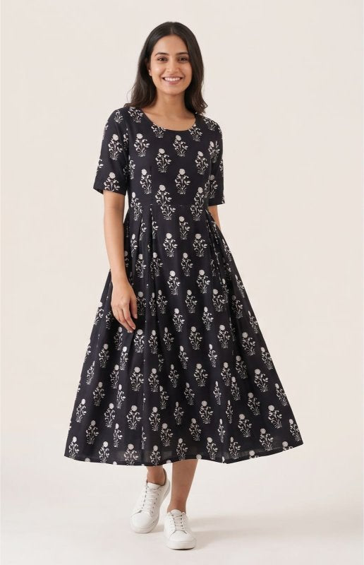 Mughal Floral Black Dress