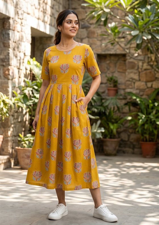 Cotton Midi Dress with pockets