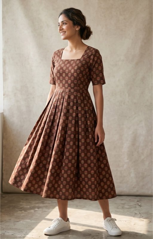 Coffee dress with pockets