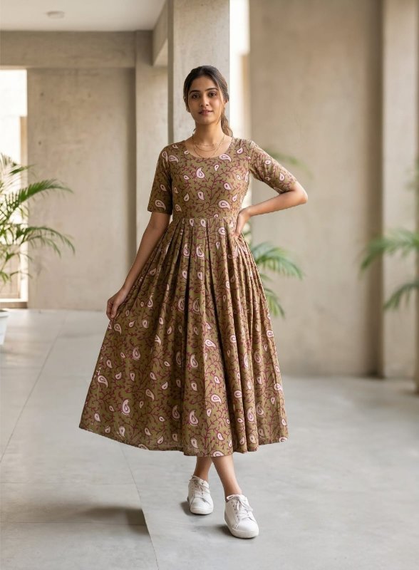 Breathable Cotton Dress with pockets