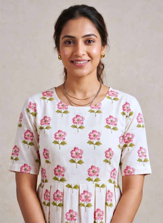 Pink Floral Cotton Dress