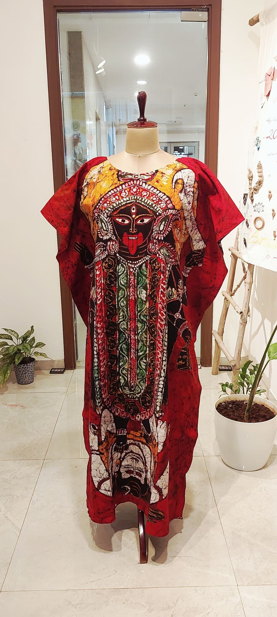 Goddess Kali Hand-Painted Batik Cotton Kaftan