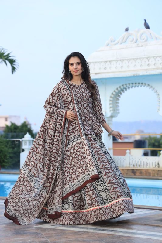 Fusion shade Mul Cotton Lehenga Set