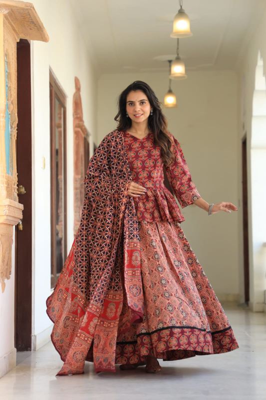 Cotton Lehenga Set Natural shade