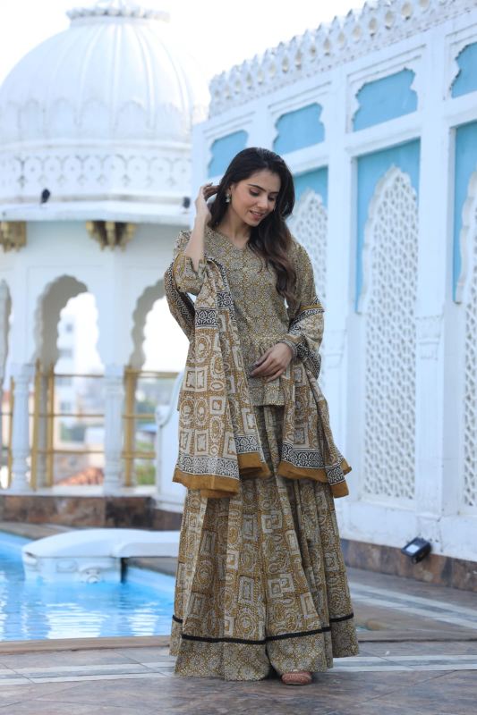 Mul Mul Cotton Lehenga Set Pastel shade