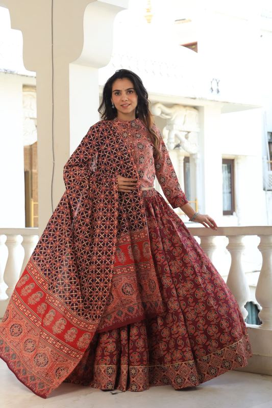 Cotton Lehenga Set Natural shade