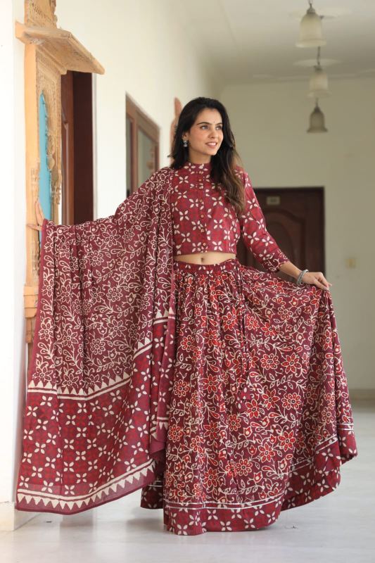 Neutral shade Mul Cotton Lehenga Set