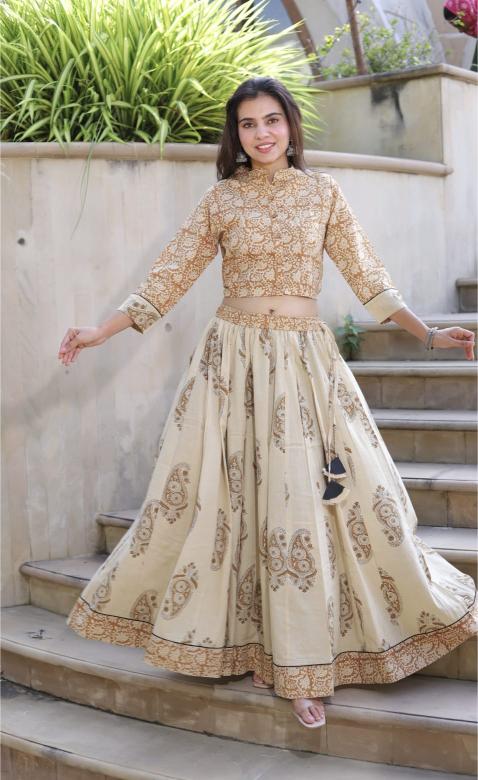 Wabi Sabi Mul cotton Lehenga set