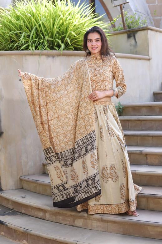 Wabi Sabi Mul cotton Lehenga set
