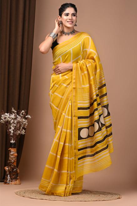 Yellow Chanderi Silk saree