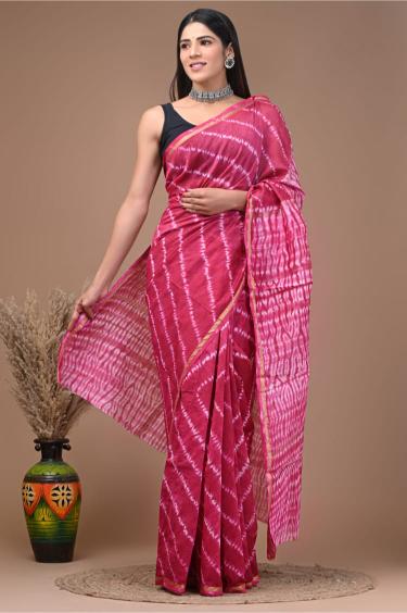 Shibori Neon chanderi Silk saree