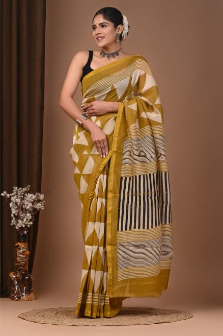 Yellow Chanderi Silk saree