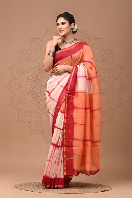 Pastel Shibori Chanderi Silk saree