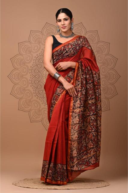 Summer inspired block printed Chanderi Silk saree