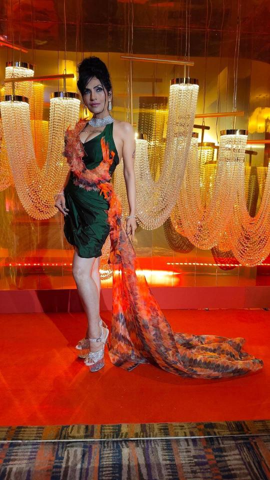 The Phoenix Rising — Hand-Painted Convertible Mini Dress & Extended Trail Set (As Seen on Simran Ahuja)