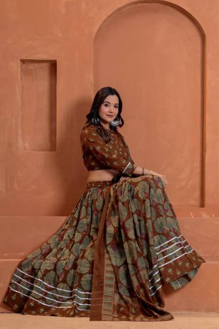Mocha Mul Cotton Lehenga Set