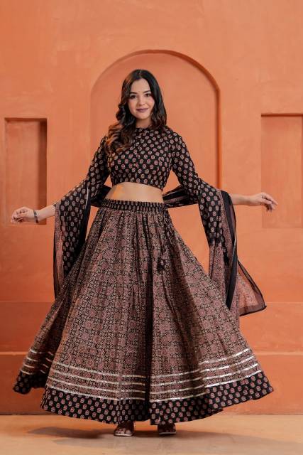 Monochrome shade Cotton Lehenga Set