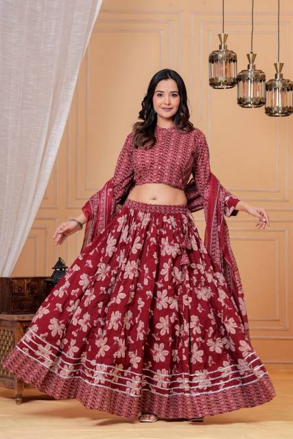 Red floral Lehenga Set