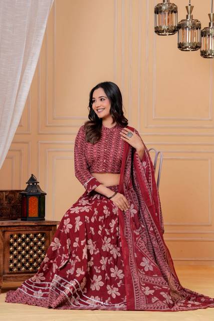Red floral Lehenga Set